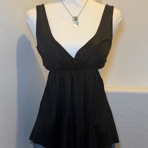 Black Halo Revolve Open Back Babydoll Tank Top XS Deep V